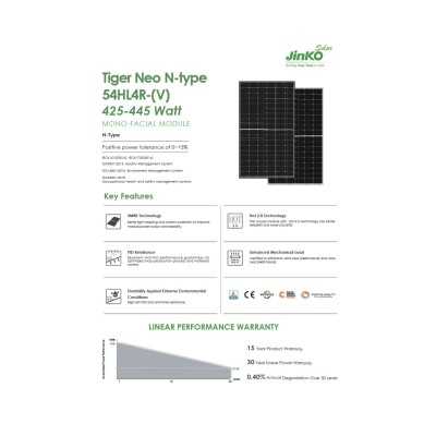 Jinko Tiger Neo N-Type 425W monocrystalline solar panel OF016390