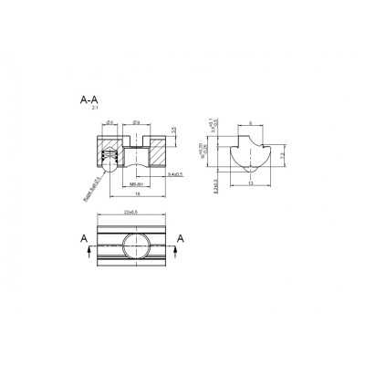 Sliding block M8 Aluminum body and AISI 304/A2 sphere N52331500035