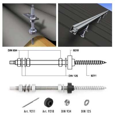 Stainless steel A2 self-tapping screw M10X200 for photovoltaic structures