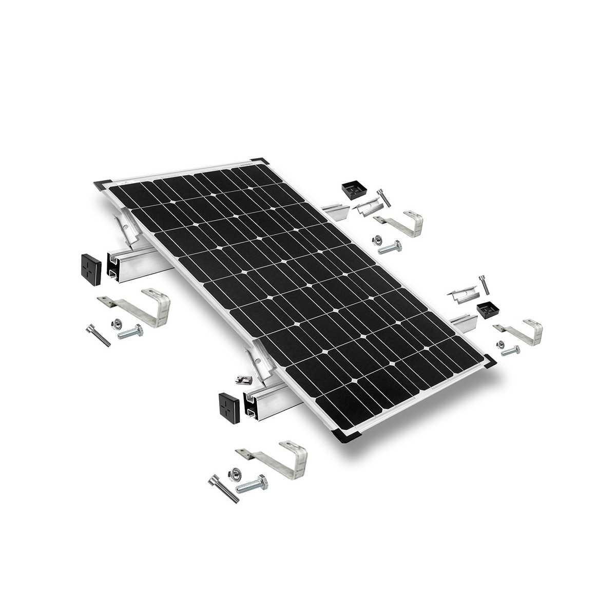 Kit di montaggio h30 con staffe fisse per tetto (per tegole) per tetto inclinato 1 pannello solare frame 30 mm