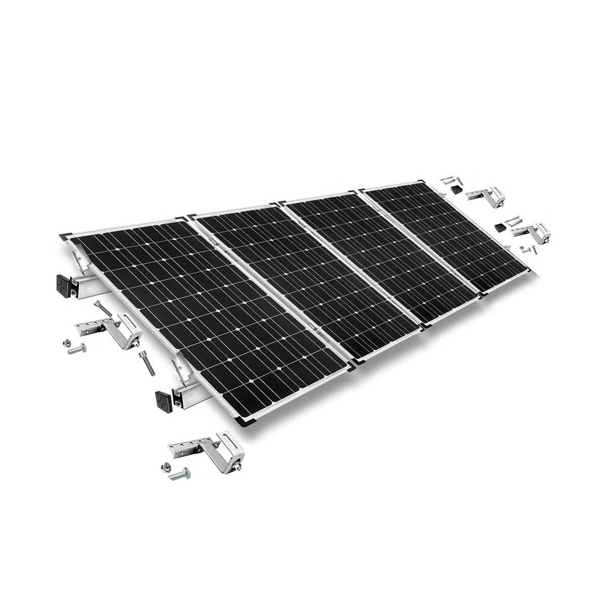 Mounting kit h35 adjustable with roof brackets (for tiles) for sloping roof 4 solar panels frame 35 mm