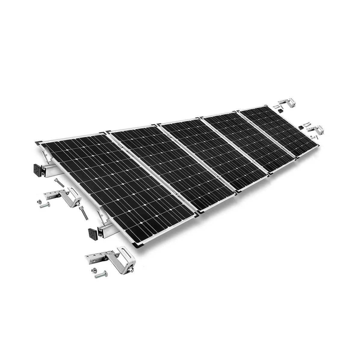 Kit di montaggio h30 regolabile con staffe per tetto (per tegole) per tetto inclinato 5 pannelli solari frame 30 mm