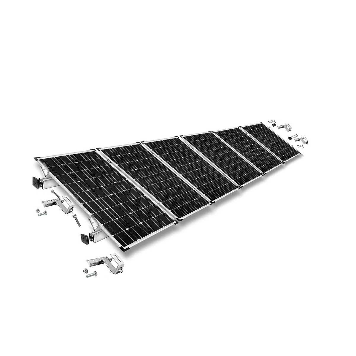 Kit di montaggio h30 regolabile con staffe per tetto (per tegole) per tetto inclinato 6 pannelli solari frame 30 mm