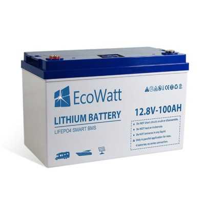 Ecowatt 12.8V 100Ah LiFePO4 Battery with integrated BMS Smart