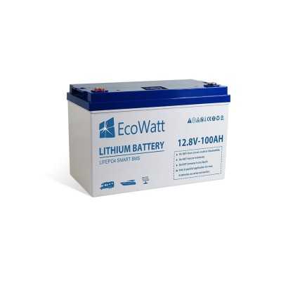 Ecowatt 12.8V 100Ah LiFePO4 Battery with integrated BMS Smart