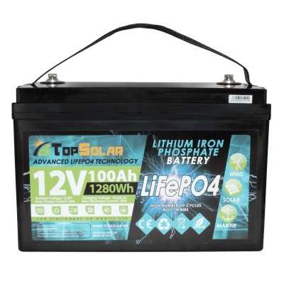 LiFePO4 12V 100Ah Lithium Battery 12,8v 1280Wh TopSolar ITALY Built-in Smart BMS 60-Days