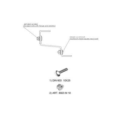 Inox A2 Adjustable Solar hook for roofs 140x56x3mm