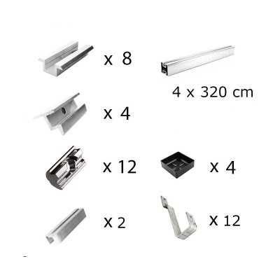 Mounting kit h30 with fixed roof brackets (for tiles) for sloping roof 5 solar panels frame 30 mm