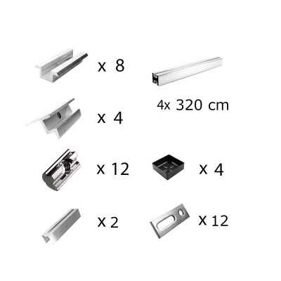 Mounting kit h30 with roof studs for pitched roof 5 solar panels frame 30 mm