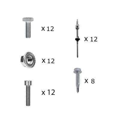 Mounting kit h30 with roof studs for pitched roof 5 solar panels frame 30 mm