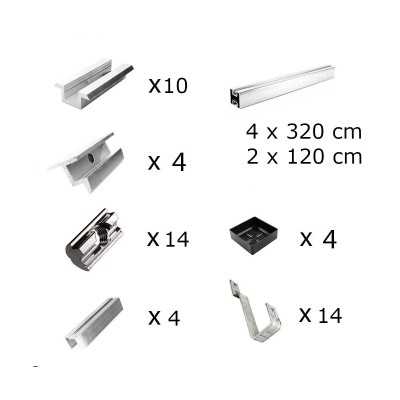 Mounting kit h30 with fixed roof brackets (for tiles) for sloping roof 6 solar panels frame 30 mm