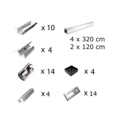 Mounting kit h35 with roof studs for pitched roof 6 solar panels frame 35 mm